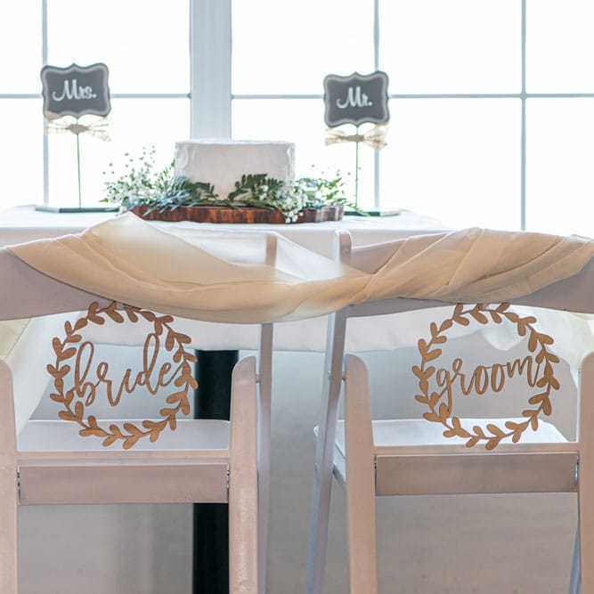 bride groom chair signs