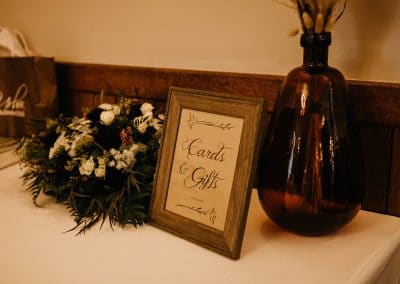 gifts wooden photo sign on table