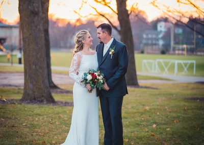 happy couple outdoors sunset Ludlow Mansion grounds